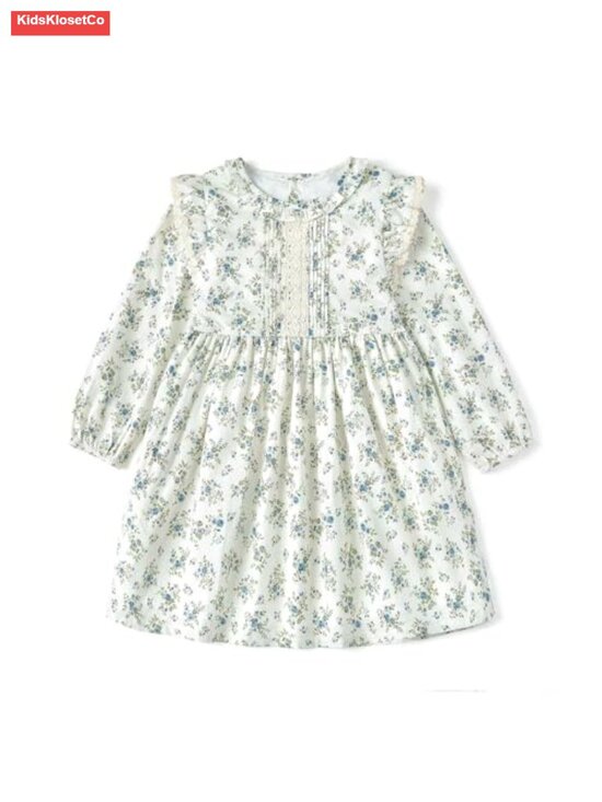 Other - Toddler Girls Smocked Dress Long Sleeve Floral Lace A-Line